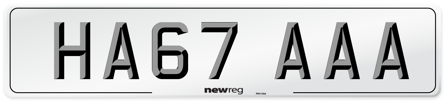 HA67 AAA Number Plate from New Reg